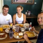 Big American diner breakfast after running Torrey Pines with Alex and Tom