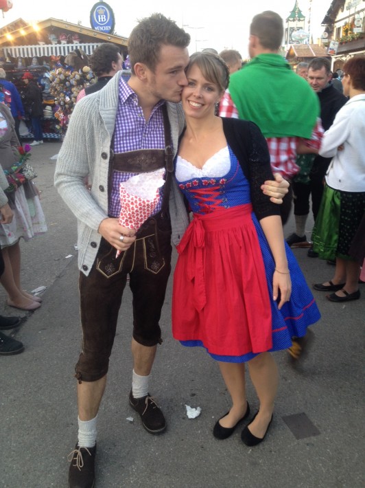 Oktoberfest dirndl and lederhosen